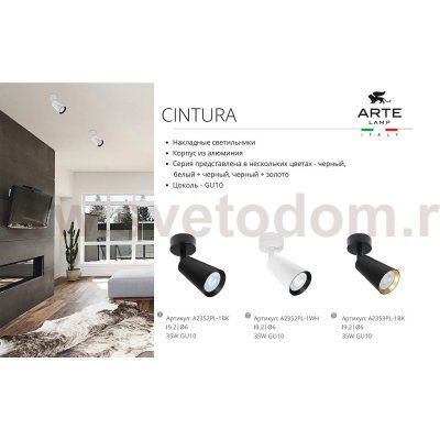 Светильники точечные накладные со сменной лампой Arte Lamp A2352PL-1WH CINTURA