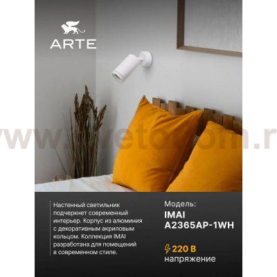 Светильник настенный Arte Lamp A2365AP-1WH IMAI