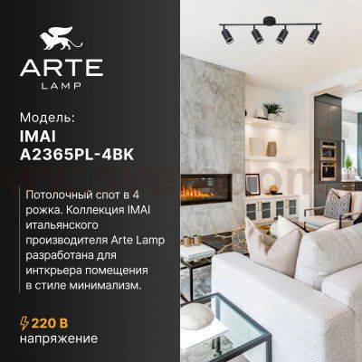 Светильник потолочный Arte Lamp A2365PL-4BK IMAI