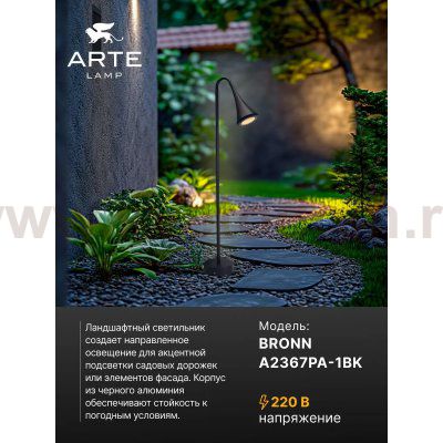 Ландшафтные светильники Arte Lamp A2367PA-1BK BRONN