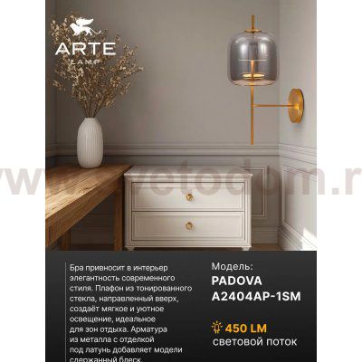 Бра Arte Lamp A2404AP-1SM PADOVA