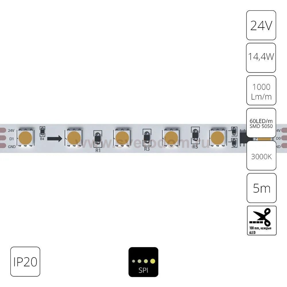 Светодиодная лента 24В Arte Lamp A2406010-03-3K SPI