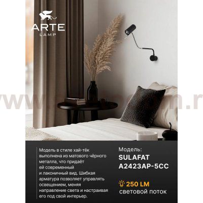 Светильник настенный Arte Lamp A2423AP-5CC SULAFAT