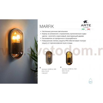 Уличный светильник Arte Lamp A2481AL-1GO MARFIK