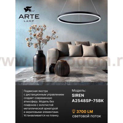 Подвесная люстра Arte Lamp A2548SP-75BK SIREN