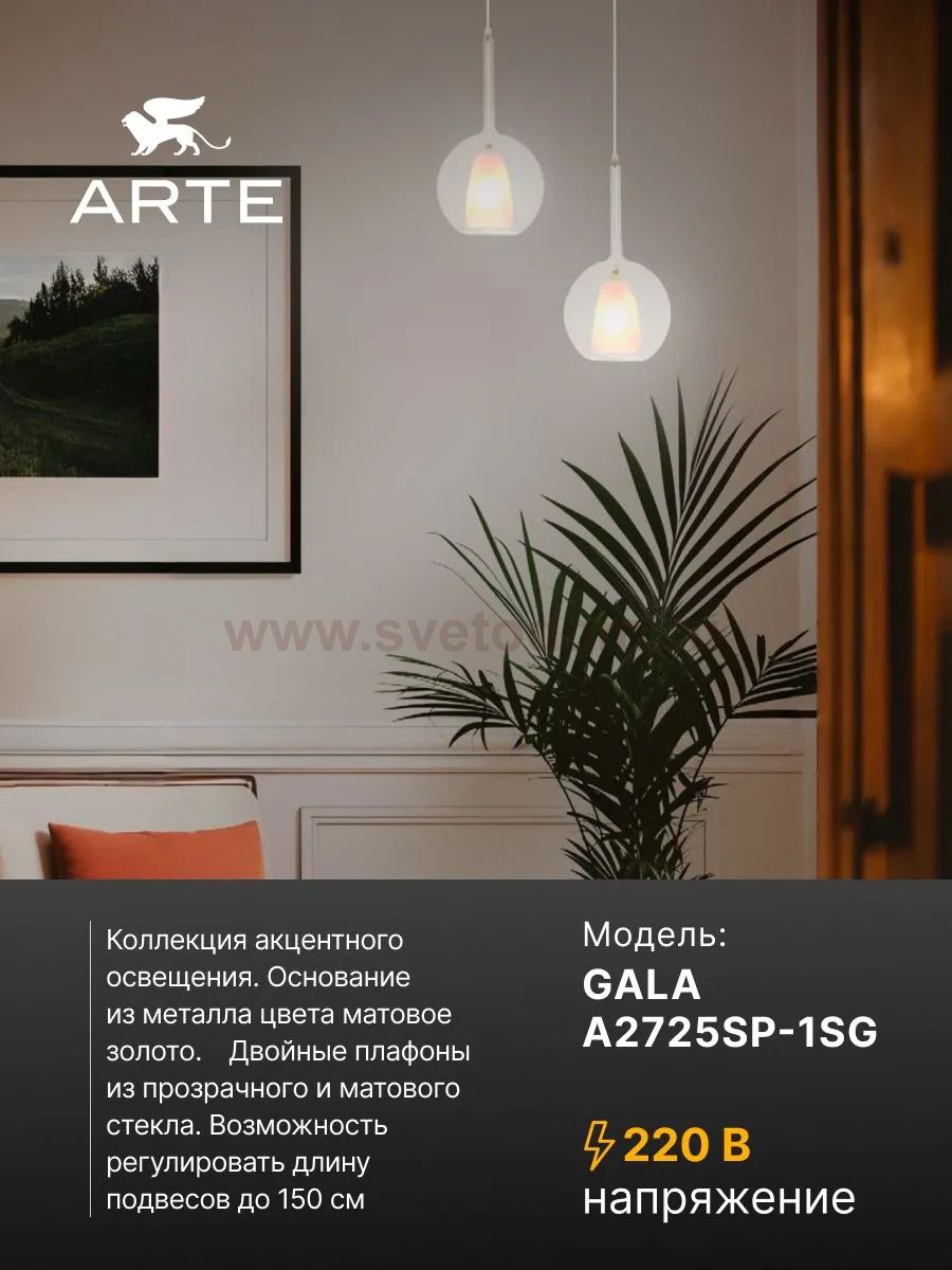 Подвесной светильник 250мм Arte Lamp A2725SP-1SG GALA
