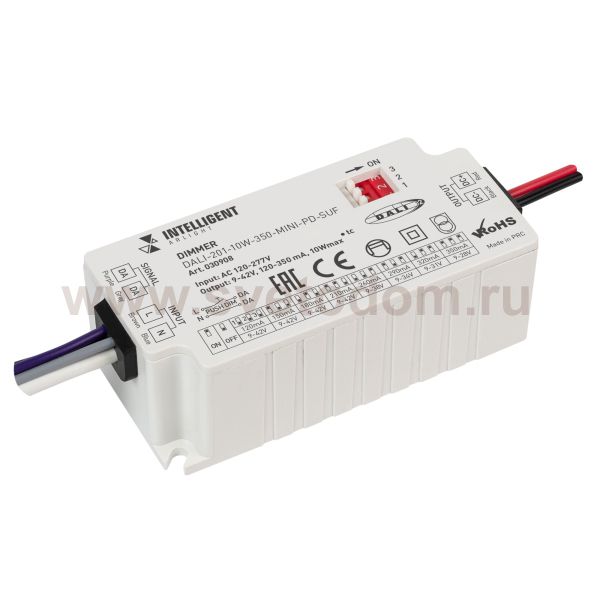 INTELLIGENT ARLIGHT Диммер DALI-201-10W-350-MINI-PD-SUF (230V, 120-350mА) (IARL, Пластик) Arlight 30908