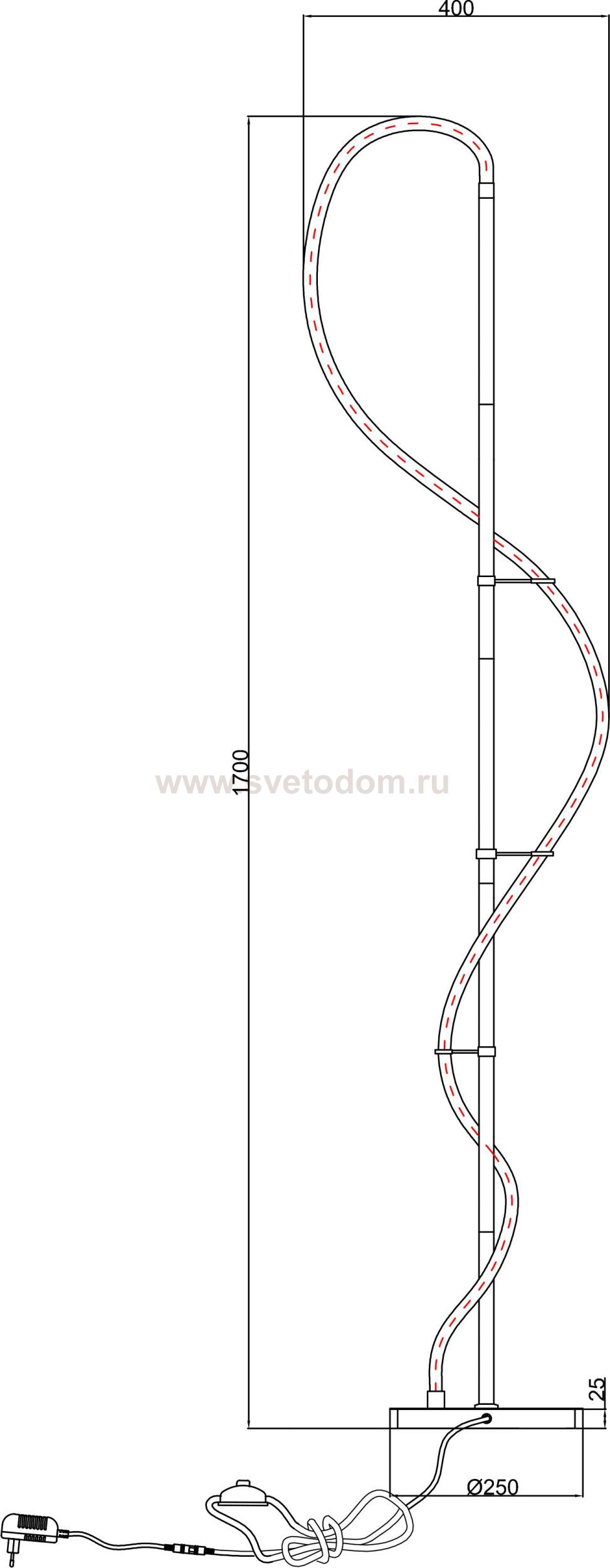 Торшер с изогнутым неоном Arte lamp A2850PN-35PB KLIMT
