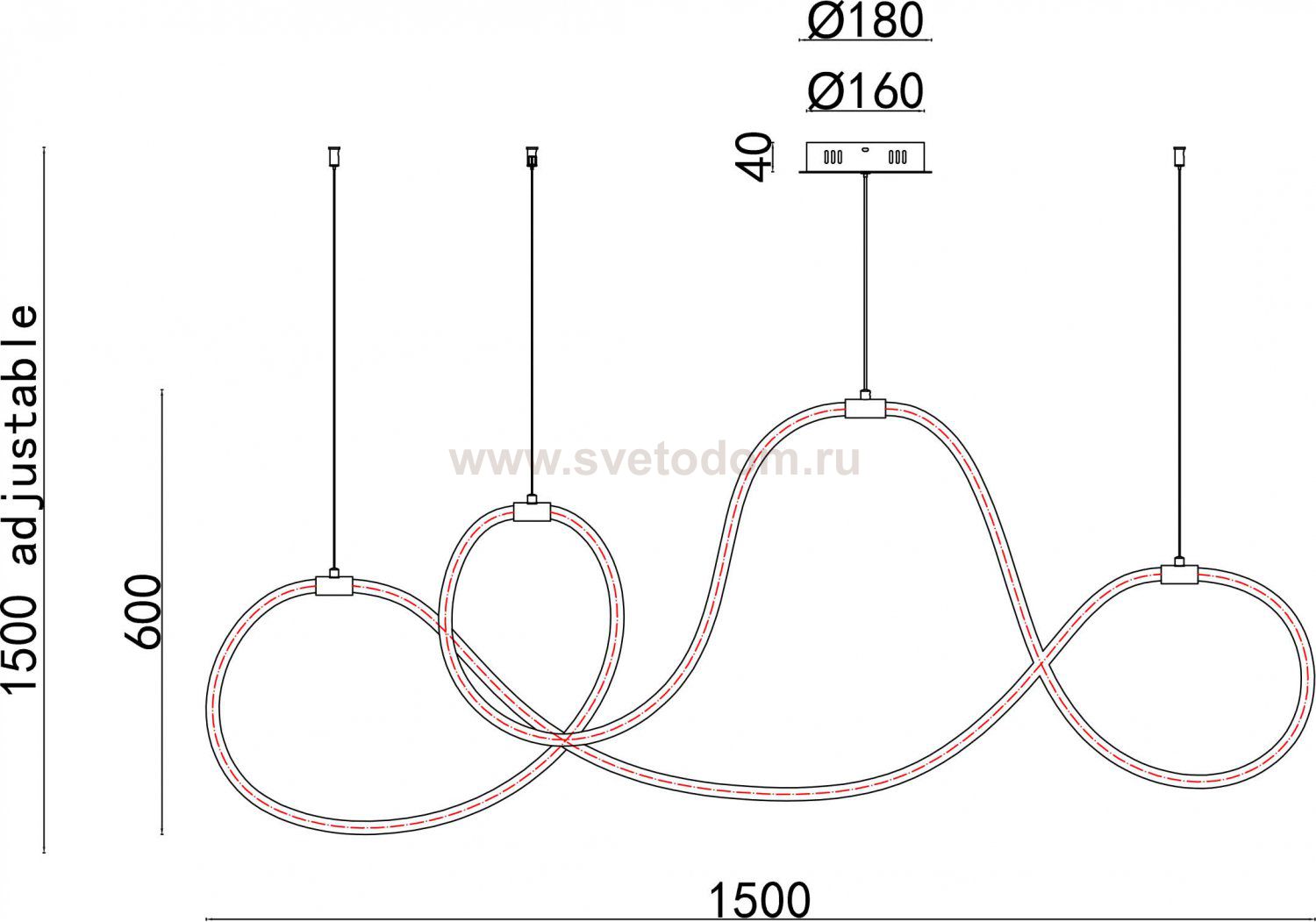 Люстра с гибким неоном Arte lamp A2850SP-80BK