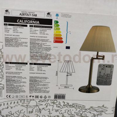 Настольная лампа классика Arte lamp A2872LT-1AB California