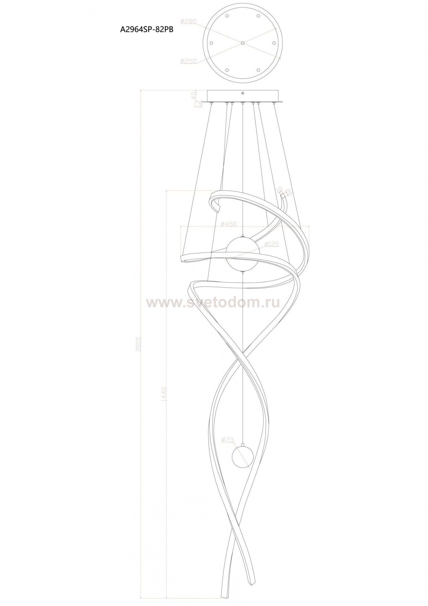 Подвесная люстра Arte Lamp A2964SP-82PB EUPHORIA