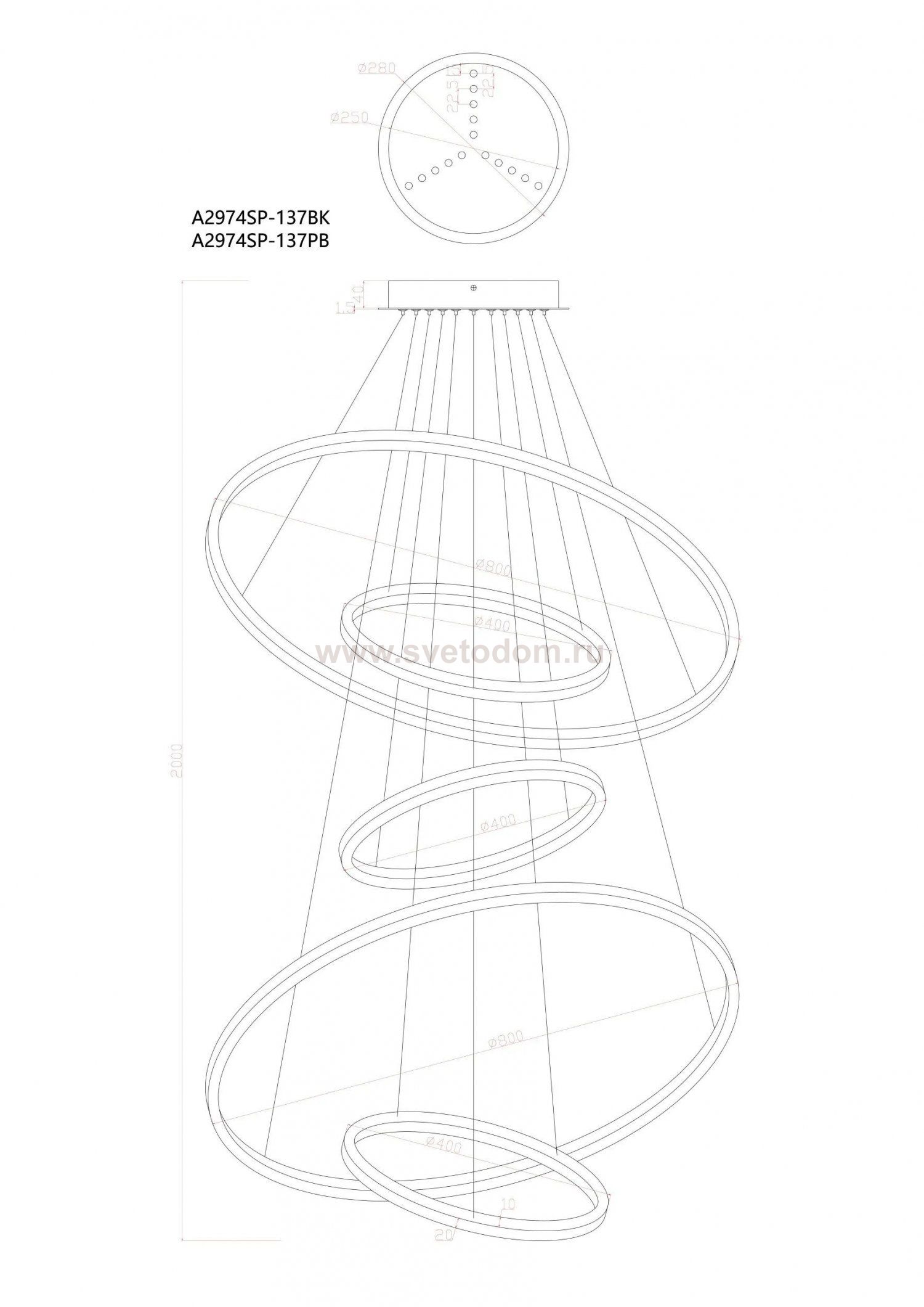 Подвесная люстра Arte Lamp A2974SP-137BK ARCANE