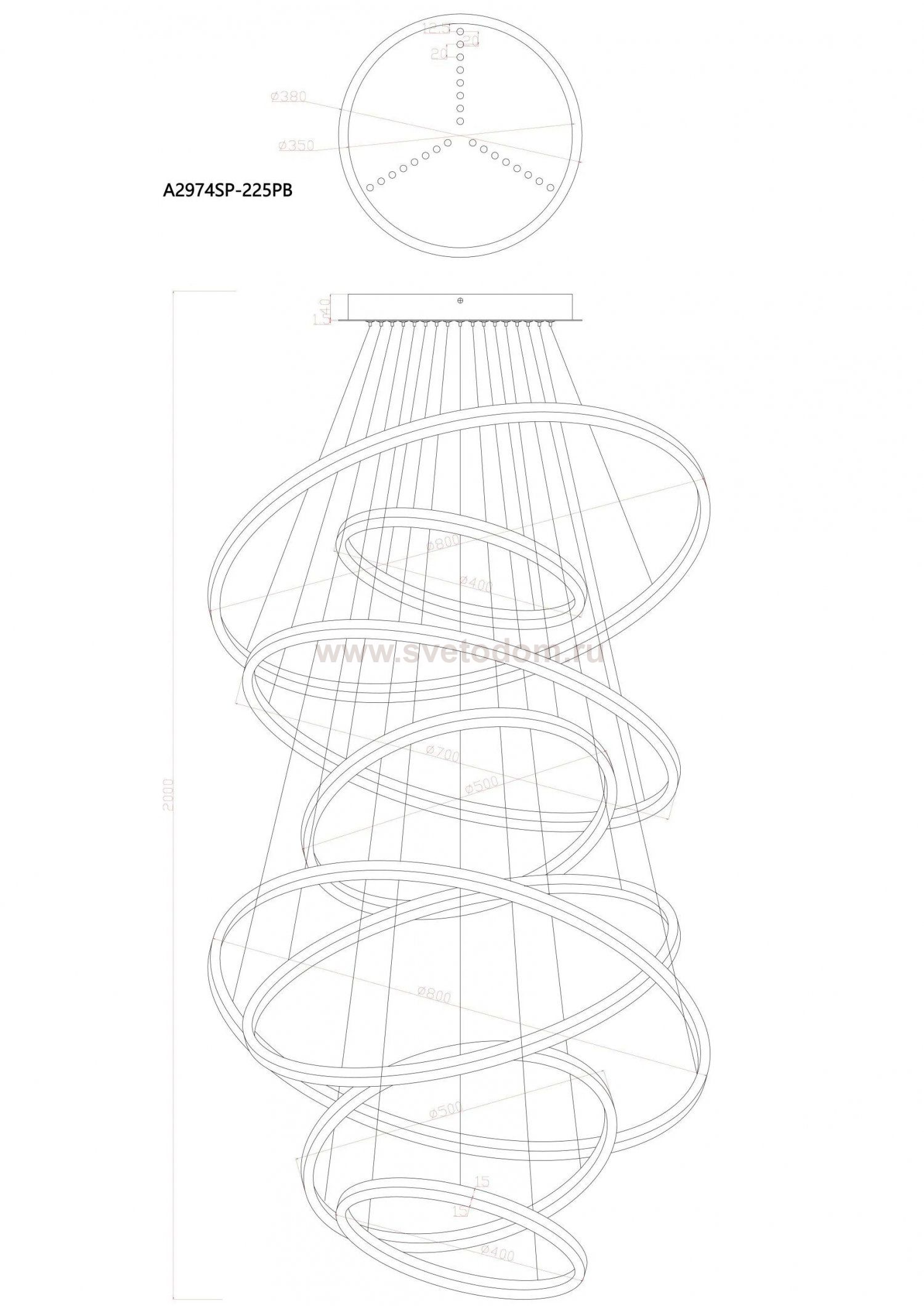 Подвесная люстра Arte Lamp A2974SP-225PB ARCANE