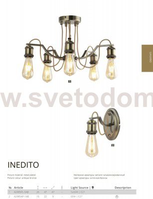 Светильник настенный Arte lamp A2985AP-1AB Inedito