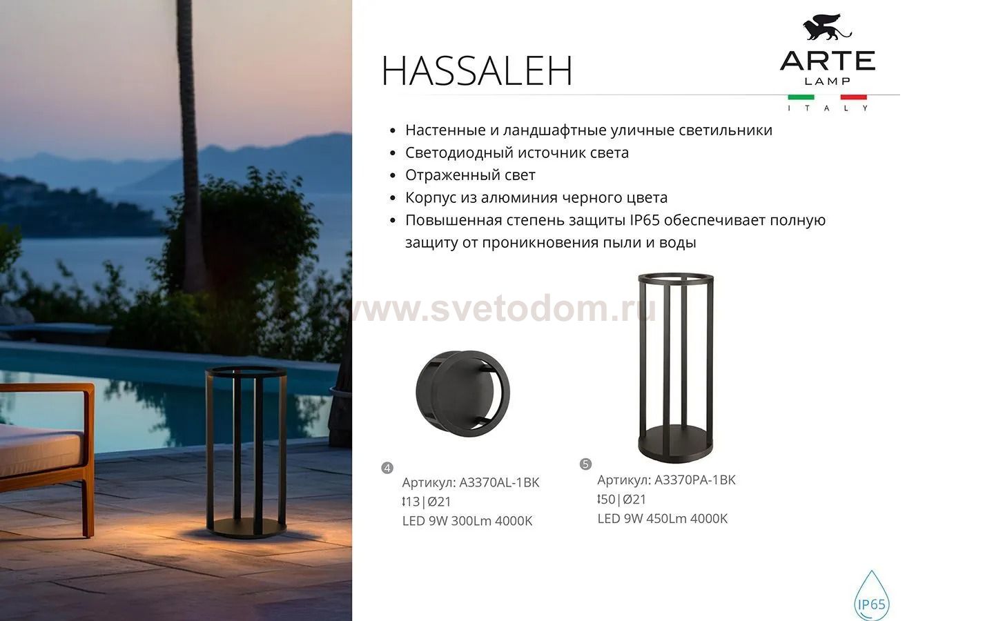 Уличный светильник Arte Lamp A3370AL-1BK HASSALEH