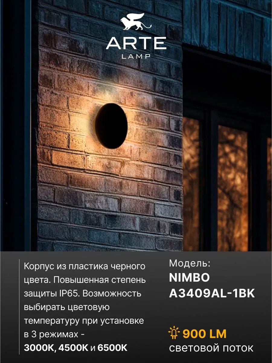 Фасадный светильник Arte Lamp A3409AL-1BK NIMBO