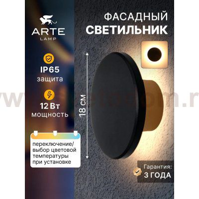 Фасадный светильник Arte Lamp A3412AL-1BK NIMBO