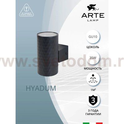 Уличный светильник Arte Lamp A3458AL-1BK HYADUM