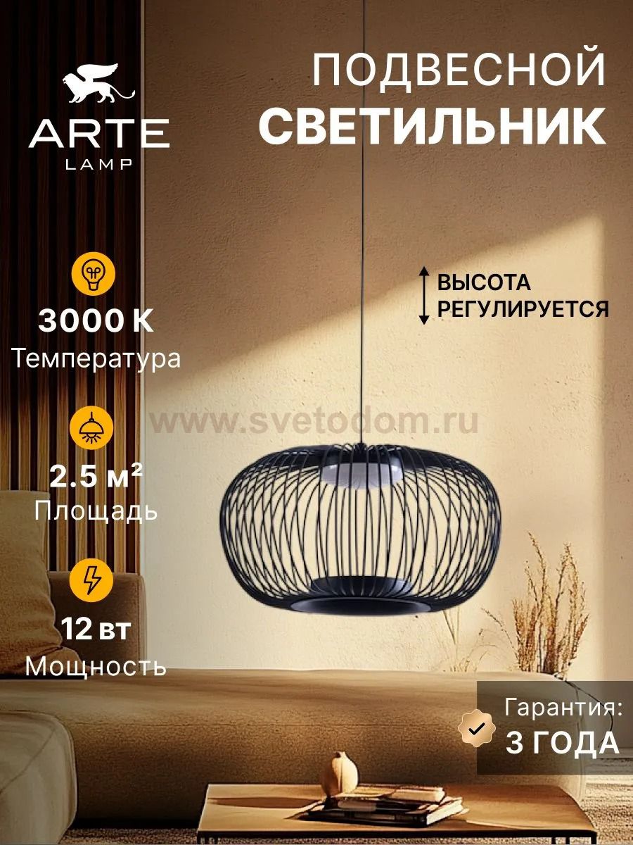 Светильник подвесной Arte Lamp A3527SP-12BK FLARE