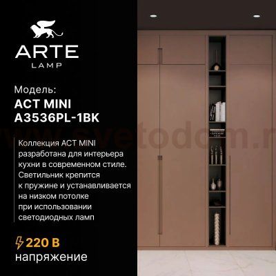 Точечный встраиваемый светильник Arte Lamp A3536PL-1BK ACT MINI