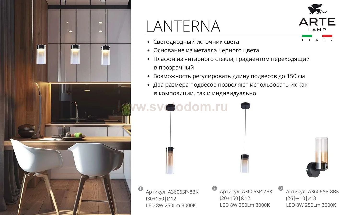 Светильник подвесной Arte Lamp A3606SP-8BK LANTERNA