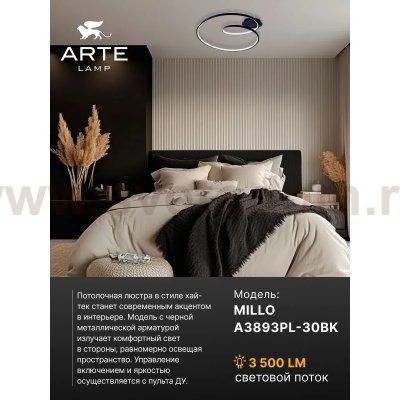 СВЕТИЛЬНИК ПОТОЛОЧНЫЙ Arte Lamp A3893PL-30BK MILLO