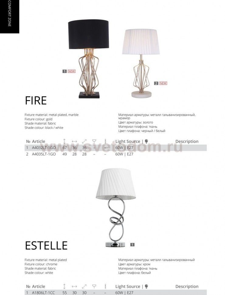 Светильник настольный Arte lamp A4032LT-1GO FIRE