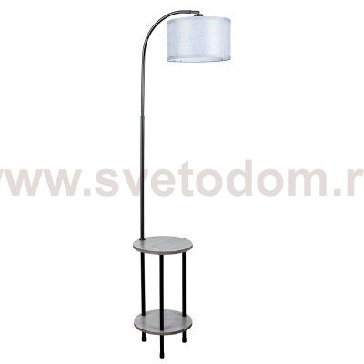 Изогнутый торшер с полочками и абажуром Arte Lamp A4055PN-1BK