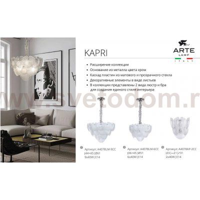 Люстра подвесная Arte Lamp A4078LM-9CC KAPRI