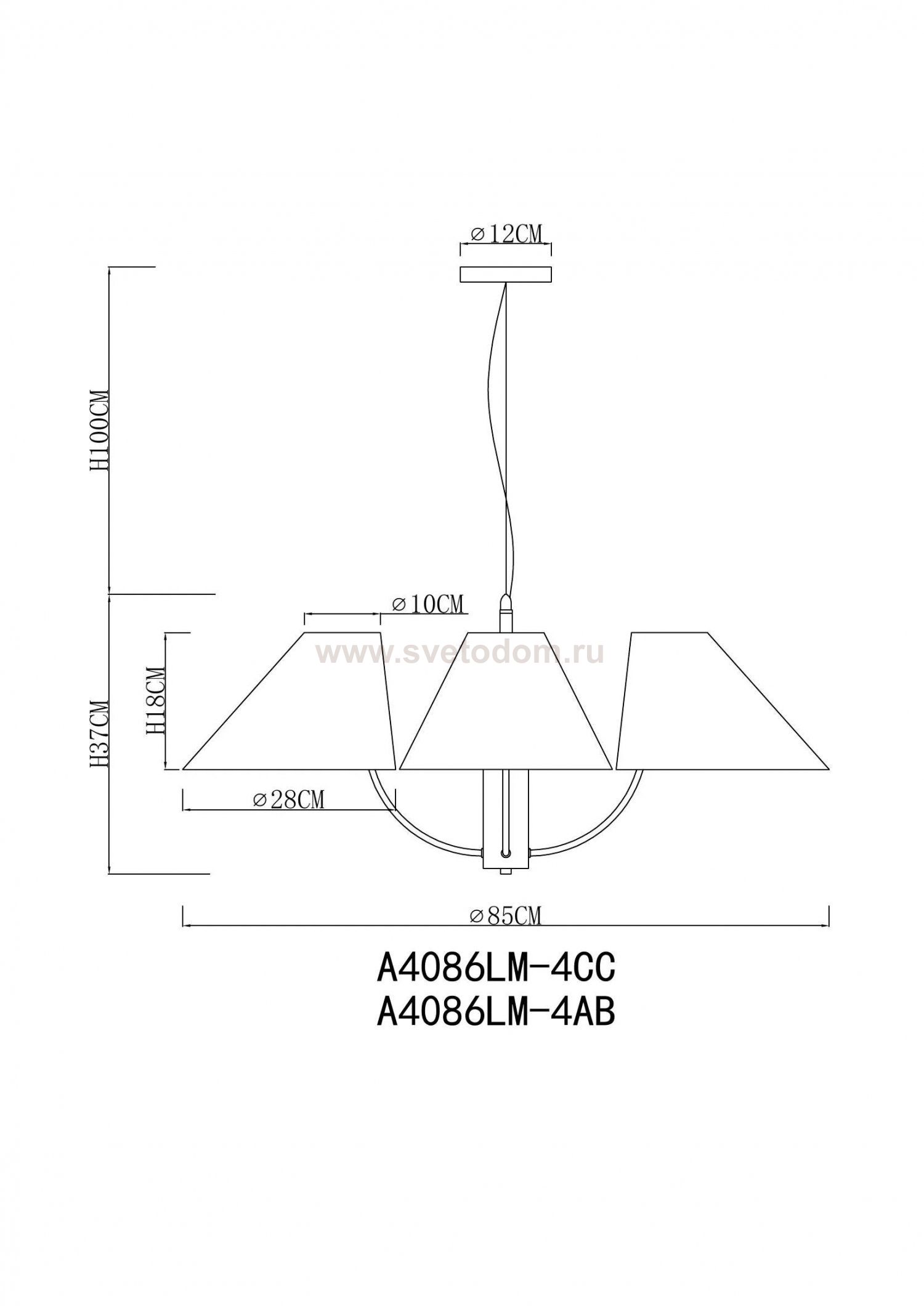 Люстра подвесная Arte Lamp A4086LM-4CC RONDO