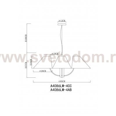 Люстра подвесная Arte Lamp A4086LM-4CC RONDO