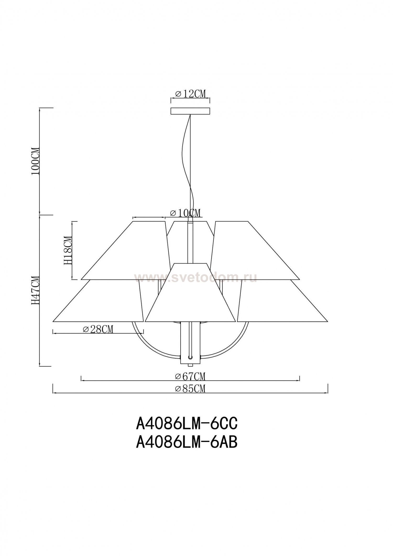 Люстра подвесная Arte Lamp A4086LM-6CC RONDO