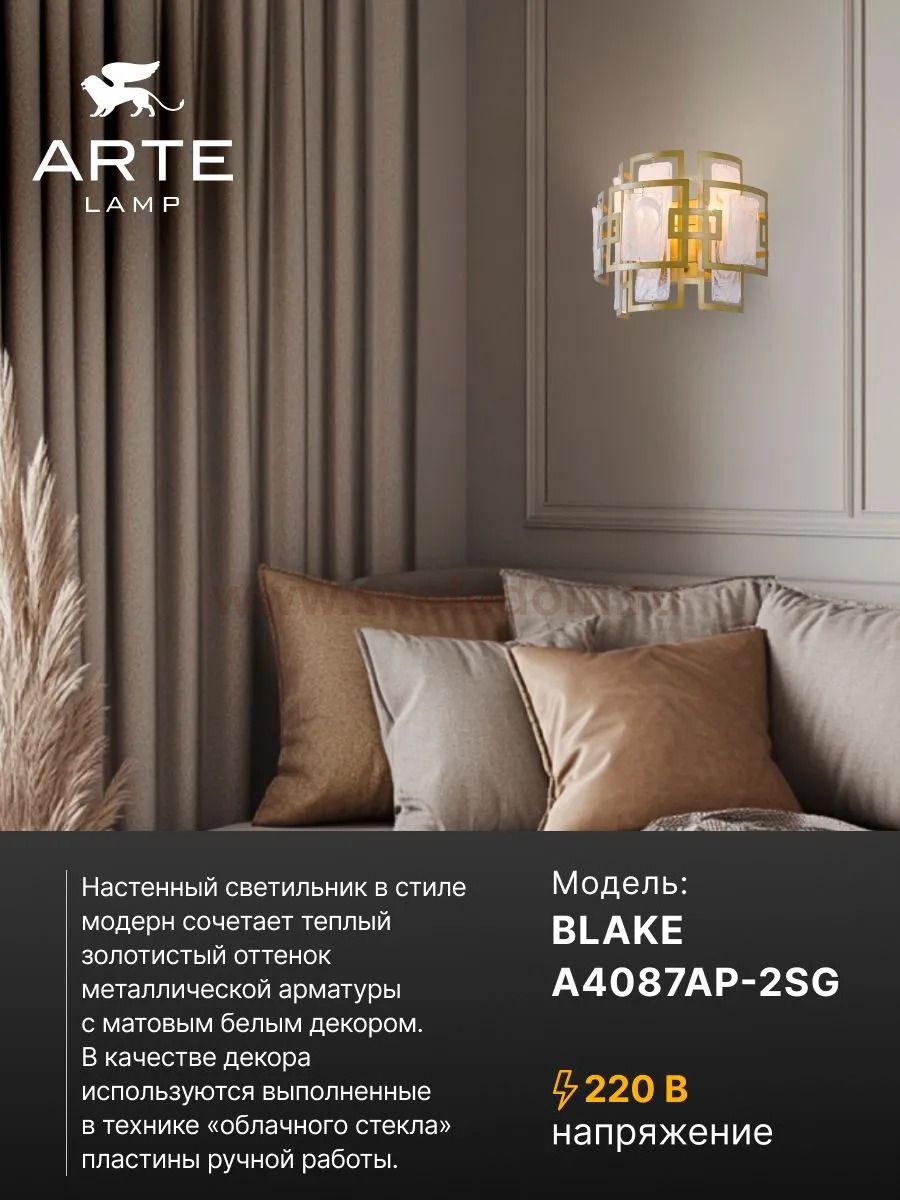 Светильник настенный Arte Lamp A4087AP-2SG BLAKE