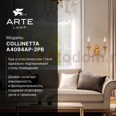 СВЕТИЛЬНИК НАСТЕННЫЙ Arte Lamp A4094AP-2PB COLLINETTA