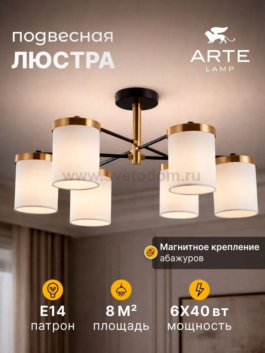 СВЕТИЛЬНИК ПОТОЛОЧНЫЙ Arte Lamp A4099PL-6BK MODELLO