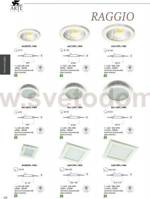 Светильник диодный 10Вт Arte lamp A4210PL-1WH Raggio