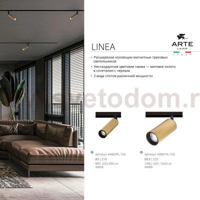 Магнитный трековый светильник Arte lamp A4660PL-1SG LINEA