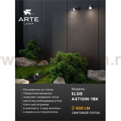 Уличный светильник Arte Lamp A4710IN-1BK ELSIE