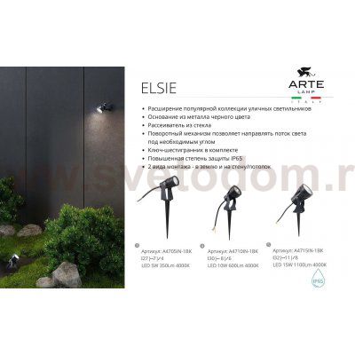 Уличный светильник Arte Lamp A4710IN-1BK ELSIE