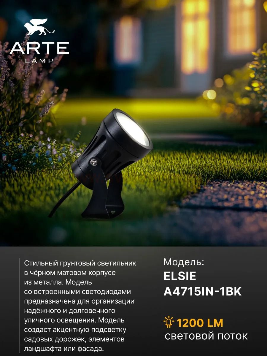 Уличный светильник Arte Lamp A4715IN-1BK ELSIE