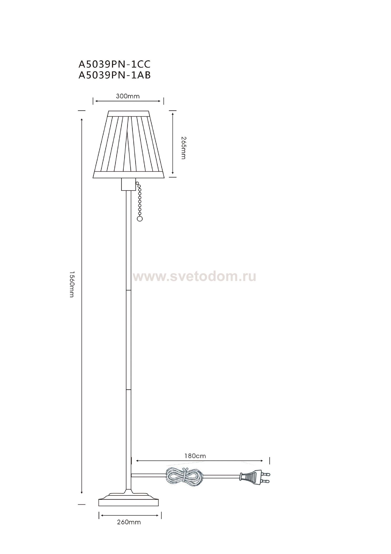 Светильник напольный торшер Arte Lamp A5039PN-1CC MARRIOT