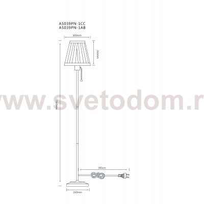 Светильник напольный торшер Arte Lamp A5039PN-1CC MARRIOT