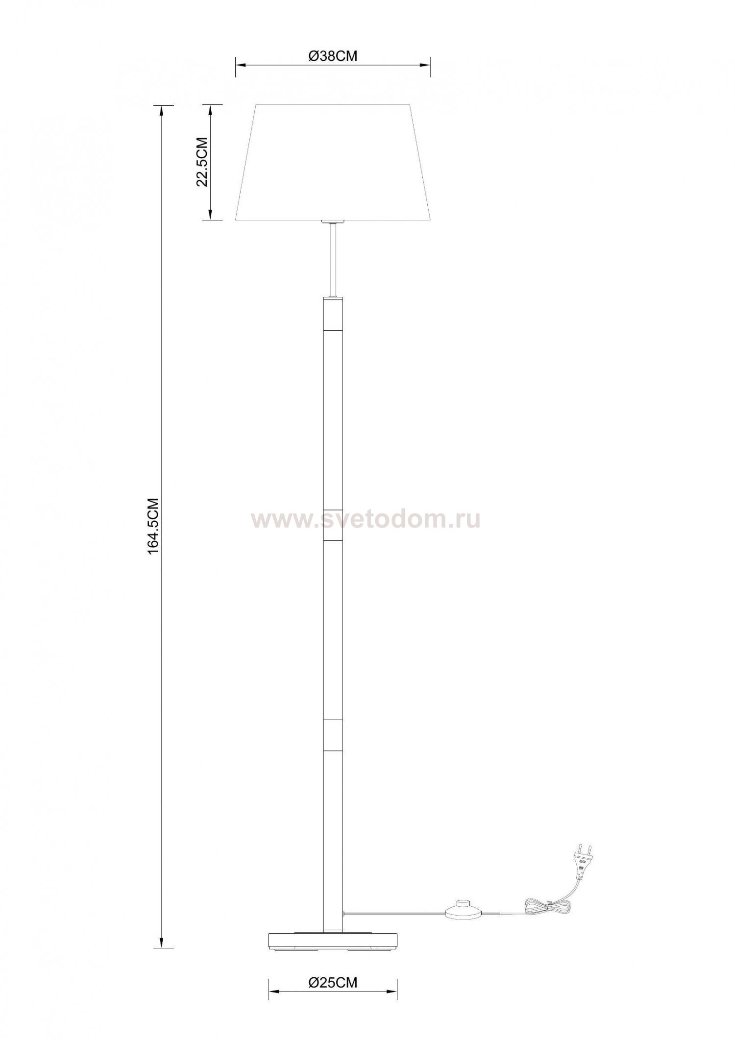 Светильник напольный торшер Arte Lamp A5066PN-1BK ROBERT