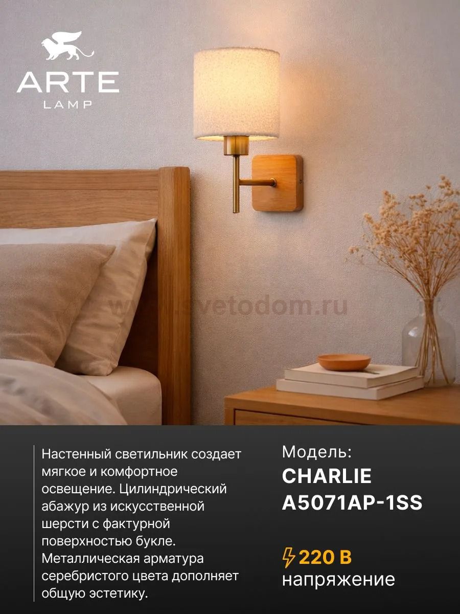 Бра Arte lamp A5071AP-1SS CHARLIE