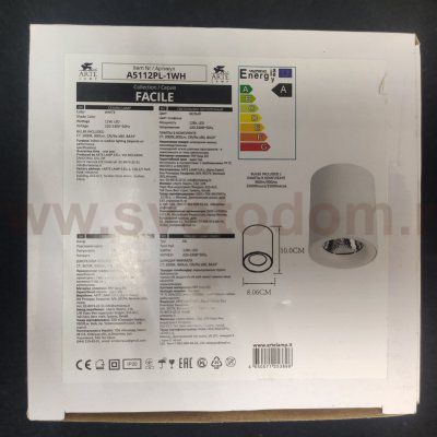 Светильник потолочный стакан Arte lamp A5112PL-1WH FACILE