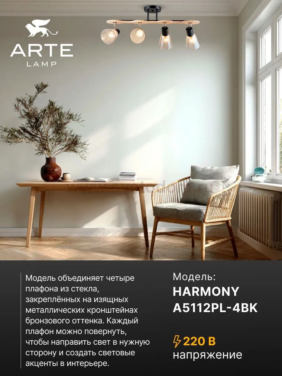 Накладной светильник спот Arte Lamp A5112PL-4BK HARMONY
