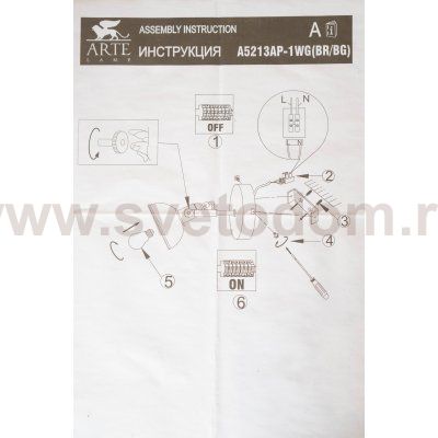 Светильник настенный Arte lamp A5213AP-1BG MARTIN