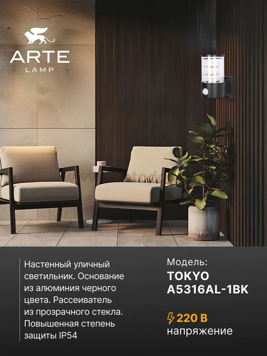 Уличный светильник Arte Lamp A5316AL-1BK TOKYO