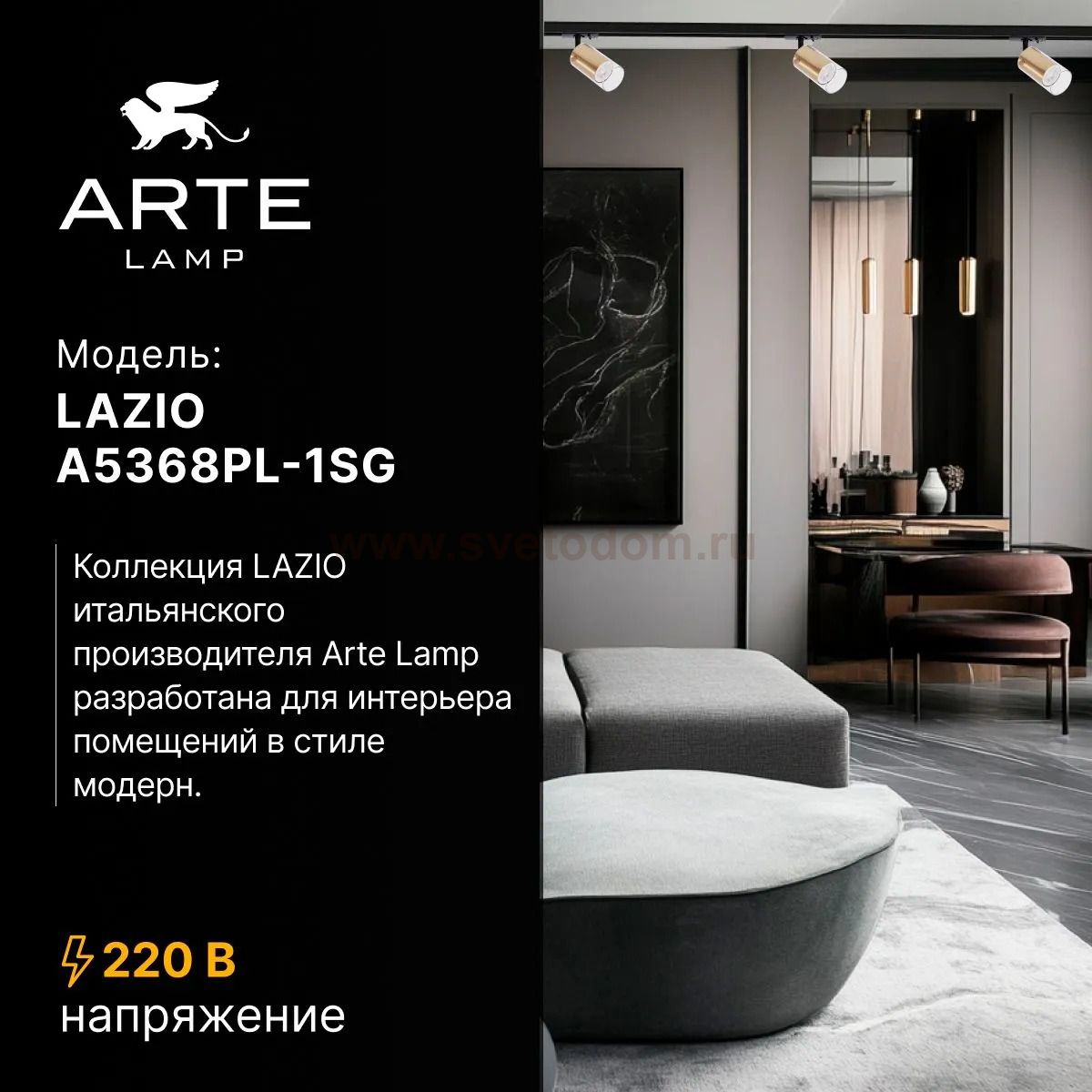 Трековый светильник Arte Lamp A5368PL-1SG LAZIO LAZIO