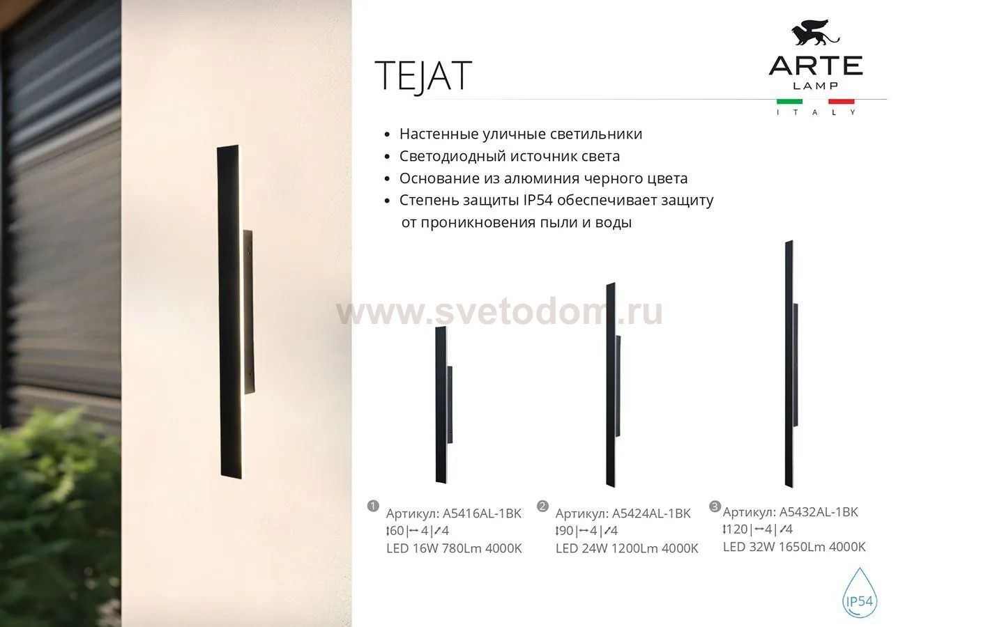 Уличный светильник Arte Lamp A5424AL-1BK TEJAT